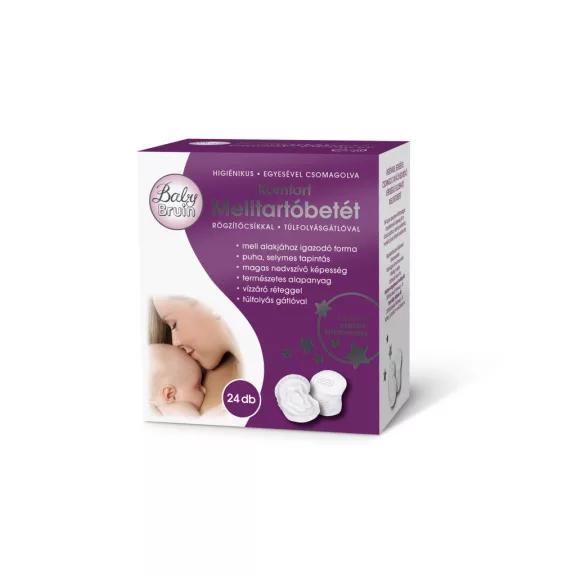 Baby Bruin komfort melltartóbetét rögzítőcsíkkal és túlfolyásgátlóval 24 db Baby Bruin komfort melltartóbetét rögzítőcsíkkal és túlfolyásgátlóval 24 db