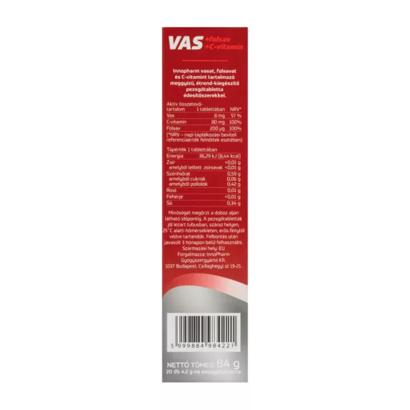 Innopharm Vas+folsav+C-vitamin pezsgőtabletta 20 db