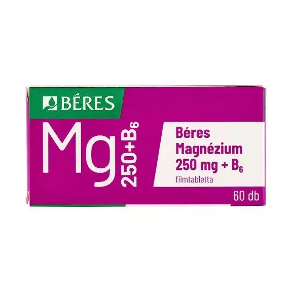 BERES MAGNEZIUM 250 MG+B6 FILMTABL. 60X BERES MAGNEZIUM 250 MG+B6 FILMTABL. 60X