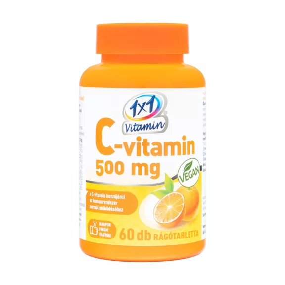 1x1 vitamin 500 mg C-vitamin narancs ízű rágótabletta 60 db 1x1 vitamin 500 mg C-vitamin narancs ízű rágótabletta 60 db