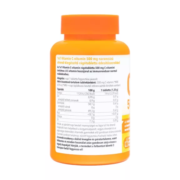1x1 vitamin 500 mg C-vitamin narancs ízű rágótabletta 60 db 1x1 vitamin 500 mg C-vitamin narancs ízű rágótabletta 60 db