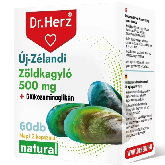 Dr. Herz Új-Zélandi zöldkagyló kivonat 500 mg kapszula 60 db Dr. Herz Új-Zélandi zöldkagyló kivonat 500 mg kapszula 60 db