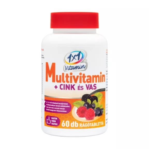 1x1 Vitamin Multivitamin + cink és vas rágótabletta erdei gyümölcs 60 db 1x1 Vitamin Multivitamin + cink és vas rágótabletta erdei gyümölcs 60 db