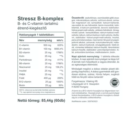 Vitaking Stressz B-komplex 60 tabletta Vitaking Stressz B-komplex 60 tabletta