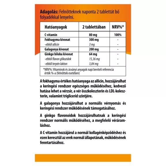 BioCo fokhagyma + galagonya + ginkgo tabletta 60 db