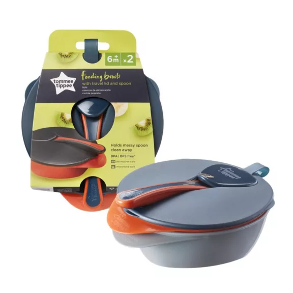 Tommee Tippee Etetőtálkák tetővel és kanállal Tommee Tippee Etetőtálkák tetővel és kanállal