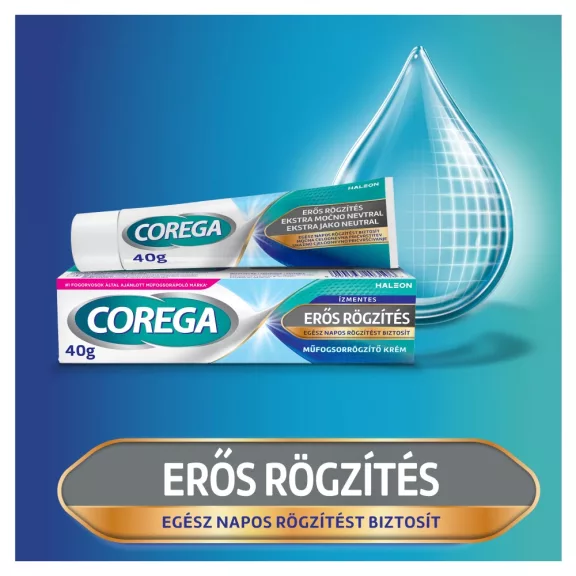 Corega Erős Rögzítés ízmentes műfogsorrögzítő krém 40 g Corega Erős Rögzítés ízmentes műfogsorrögzítő krém 40 g