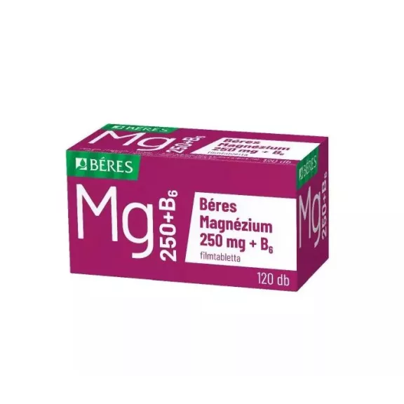BERES MAGNEZIUM 250 MG+B6 FILMTABL. 120X BERES MAGNEZIUM 250 MG+B6 FILMTABL. 120X