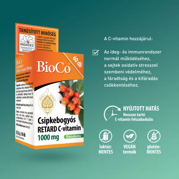 BioCo Csipkebogyós Retard C-vitamin 1000 mg 60 db BioCo Csipkebogyós Retard C-vitamin 1000 mg 60 db