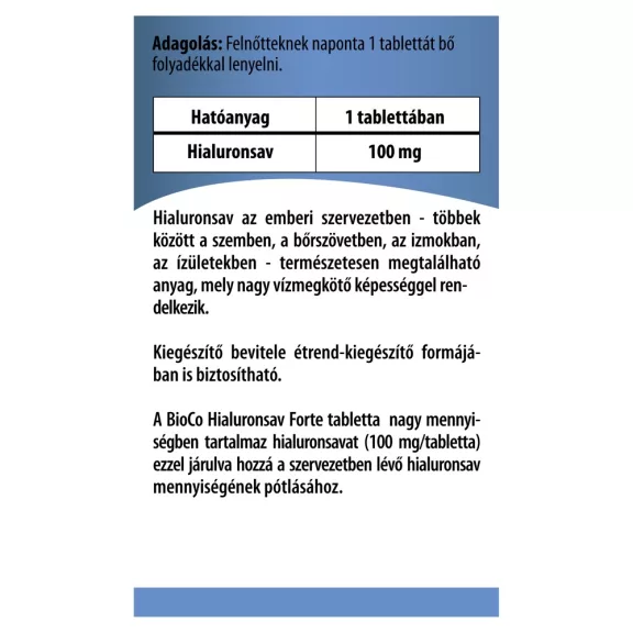 BioCo Hyaluronsav Forte tabletta 30 db