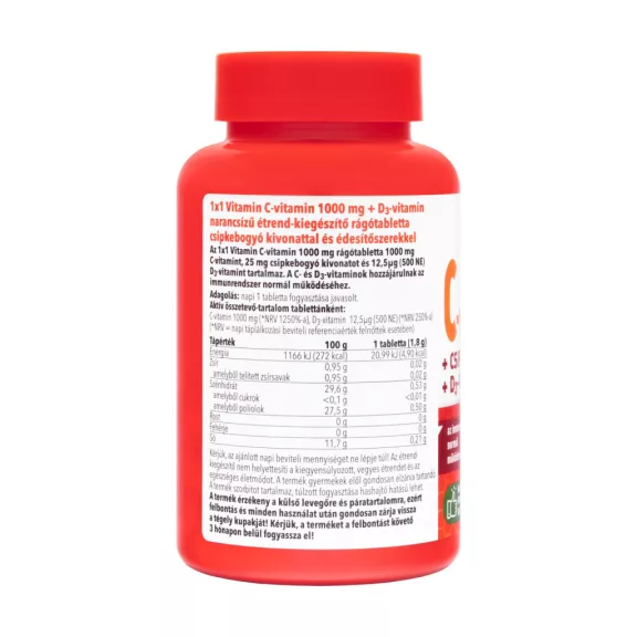 1x1 Vitamin 1000 mg C-vitamin + 500 NE D3-vitamin narancs ízű rágótabletta 60 db
