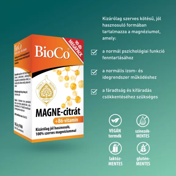 Bioco Magne-Citrát + B6-vitamin filmtabletta 90 db Bioco Magne-Citrát + B6-vitamin filmtabletta 90 db