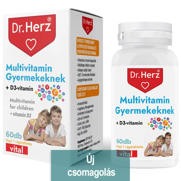 Dr. Herz multivitamin gyerekeknek + D-vitamin rágótabletta 60 db Dr. Herz multivitamin gyerekeknek + D-vitamin rágótabletta 60 db