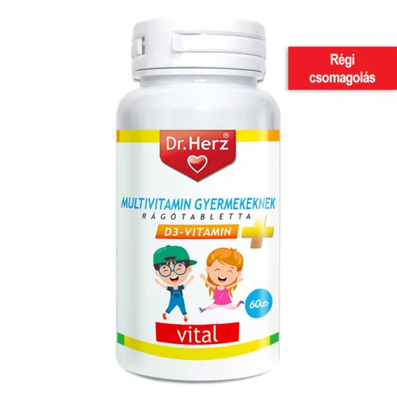 Dr. Herz multivitamin gyerekeknek + D-vitamin rágótabletta 60 db Dr. Herz multivitamin gyerekeknek + D-vitamin rágótabletta 60 db