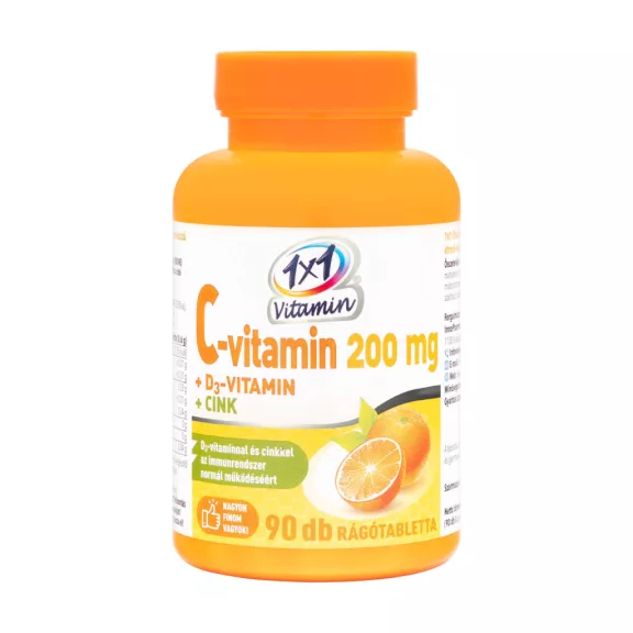 1x1 Vitamin 200 mg C-vitamin + D3 + cink rágótabletta 90 db 1x1 Vitamin 200 mg C-vitamin + D3 + cink rágótabletta 90 db