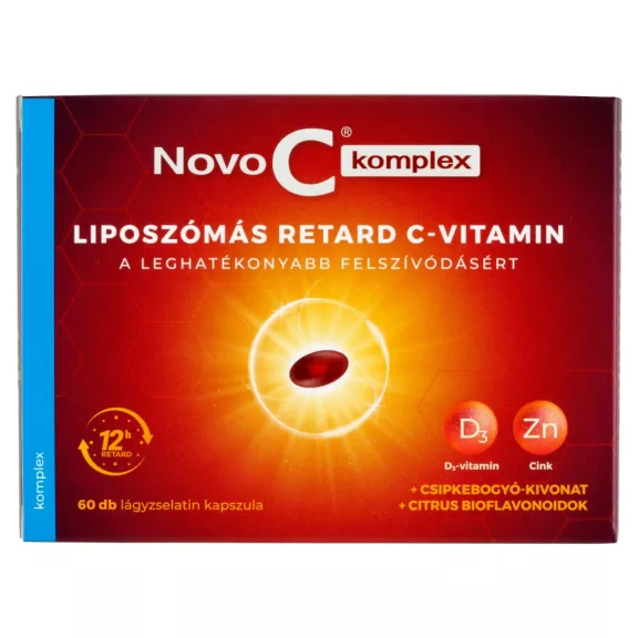 Novo C Komplex Liposzómás Retard C-Vitamin +D3 +Cink Lágykapszula 60X Novo C Komplex Liposzómás Retard C-Vitamin +D3 +Cink Lágykapszula 60X