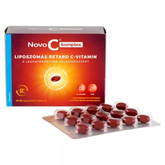 Novo C Komplex Liposzómás Retard C-Vitamin +D3 +Cink Lágykapszula 60X Novo C Komplex Liposzómás Retard C-Vitamin +D3 +Cink Lágykapszula 60X