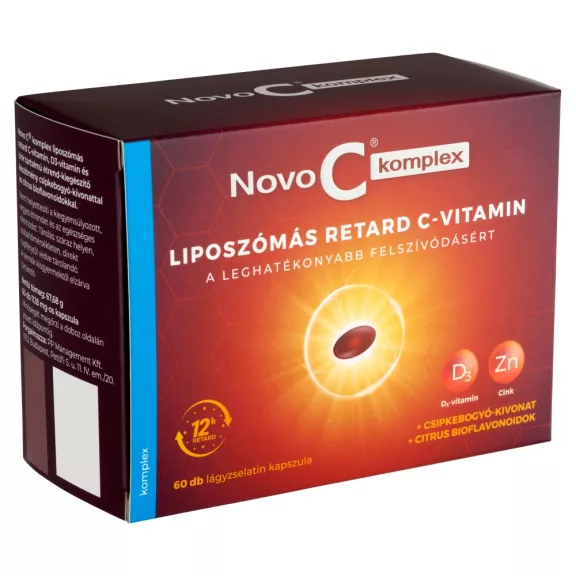 Novo C Komplex Liposzómás Retard C-Vitamin +D3 +Cink Lágykapszula 60X Novo C Komplex Liposzómás Retard C-Vitamin +D3 +Cink Lágykapszula 60X