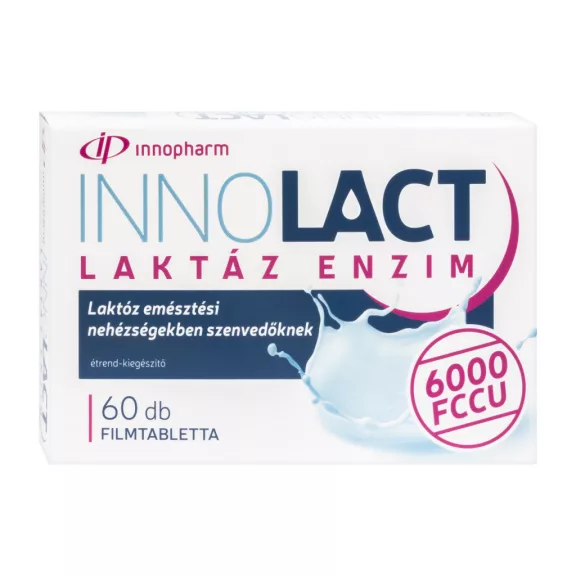 Innopharm Innolact Laktáz enzim 6000 FCCU étrend-kiegészítő filmtabletta 60 db Innopharm Innolact Laktáz enzim 6000 FCCU étrend-kiegészítő filmtabletta 60 db