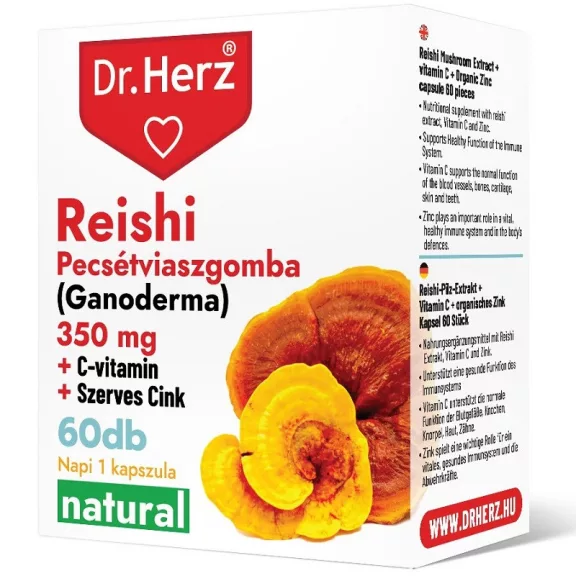 Dr. Herz Reishi pecsétviasz gomba + C-vitamin kapszula 60 db Dr. Herz Reishi pecsétviasz gomba + C-vitamin kapszula 60 db