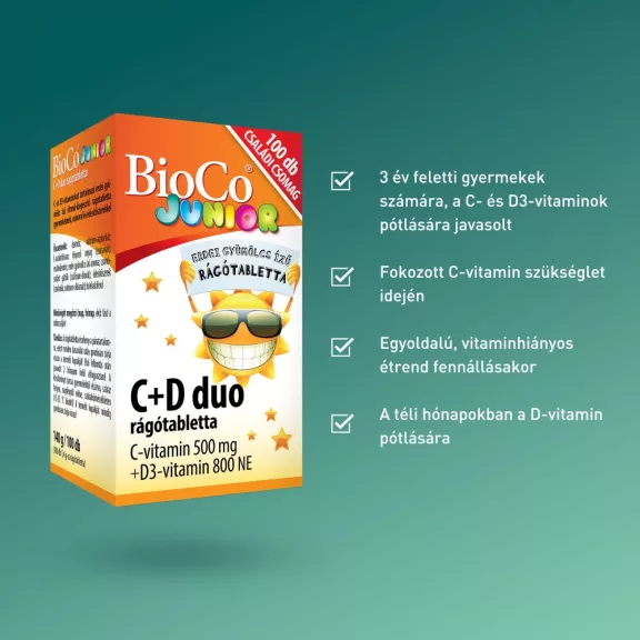 BioCo Junior C + D3 duo rágótabletta 100 db BioCo Junior C + D3 duo rágótabletta 100 db