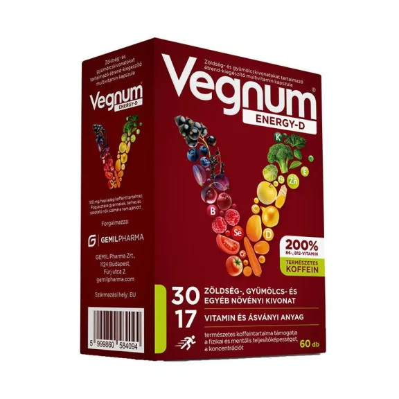 Vegnum Energy-D Étrendkiegészítő Multivitamin Kapszula, 60 Db Vegnum Energy-D Étrendkiegészítő Multivitamin Kapszula, 60 Db