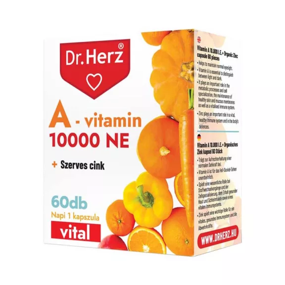Dr. Herz A-vitamin 10000NE + szerves cink kapszula 60 db Dr. Herz A-vitamin 10000NE + szerves cink kapszula 60 db