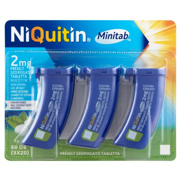 Niquitin Minitab 2 mg préselt szopogató tabletta 3X20 db Niquitin Minitab 2 mg préselt szopogató tabletta 3X20 db