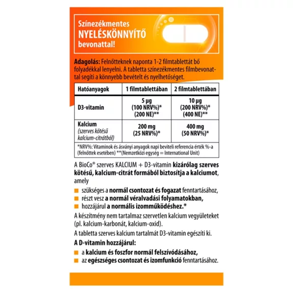 BioCo szerves kalcium + D3-vitamin filmtabletta 90 db BioCo szerves kalcium + D3-vitamin filmtabletta 90 db
