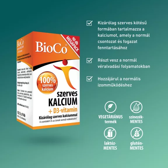 BioCo szerves kalcium + D3-vitamin filmtabletta 90 db BioCo szerves kalcium + D3-vitamin filmtabletta 90 db