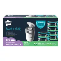   Tommee Tippee Twist & Click és Sangenic Tec pelenkatároló utántöltő kazetta citrus 6 db 