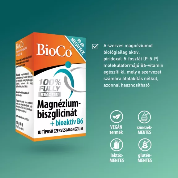 BioCo magnézium-biszglicinát + bioaktív B6 tabletta 90 db BioCo magnézium-biszglicinát + bioaktív B6 tabletta 90 db
