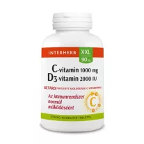 Interherb XXL C-Vitamin 1000mg+D3 2000IU Tabletta 90 db