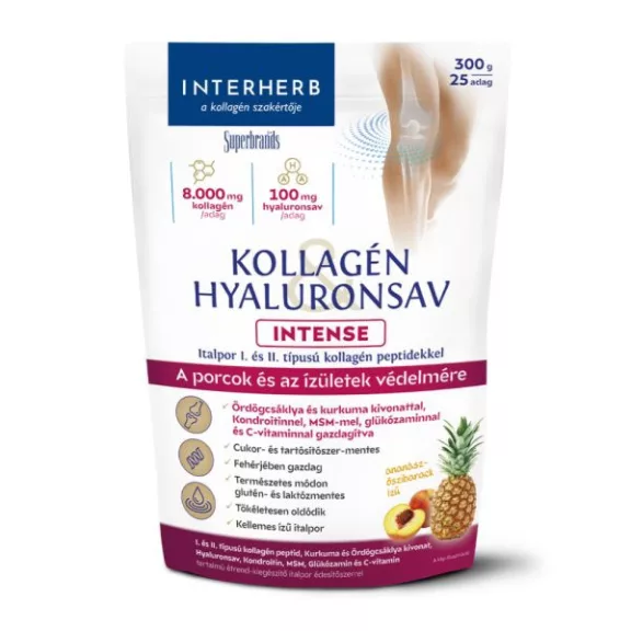 Interherb Kollagén Hyaluronsav Intense Por Ananász-Őszibarack ízű 300 g Interherb Kollagén Hyaluronsav Intense Por Ananász-Őszibarack ízű 300 g