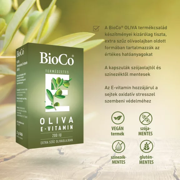 BioCo OLIVA Természetes E-vitamin 200 IU lágyzselatin kapszula 60 db BioCo OLIVA Természetes E-vitamin 200 IU lágyzselatin kapszula 60 db