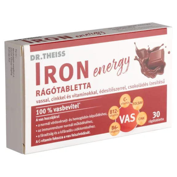 Dr. Theiss Iron Energy rágótabletta csokoládé 30 db Dr. Theiss Iron Energy rágótabletta csokoládé 30 db