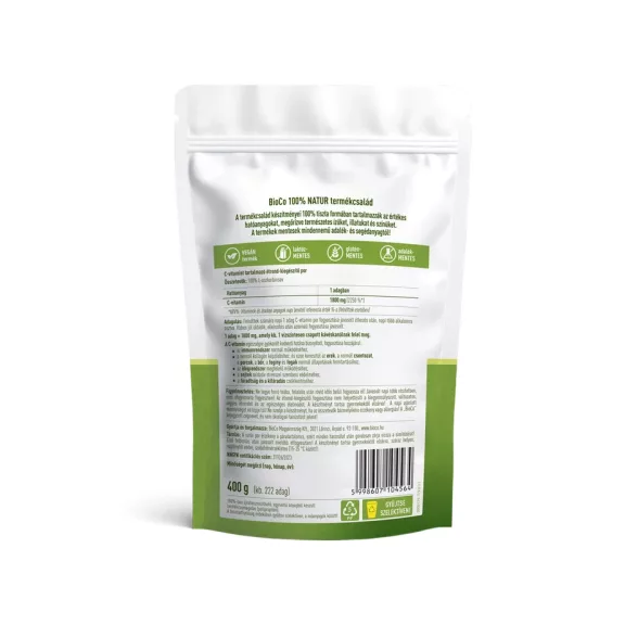 BioCo 100% NATUR C-vitamin Ascorbic acid tasakos por 400 g BioCo 100% NATUR C-vitamin Ascorbic acid tasakos por 400 g