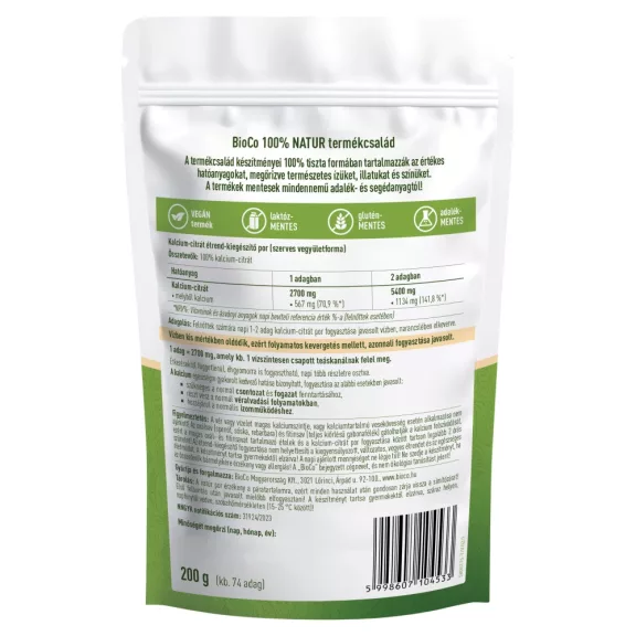 BioCo 100% NATUR Szerves Kalcium tasakos por 200 g BioCo 100% NATUR Szerves Kalcium tasakos por 200 g