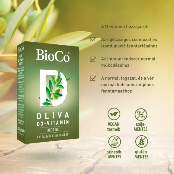 BioCo OLIVA D3-vitamin 3000 NE lágyzselatin kapszula 60 db