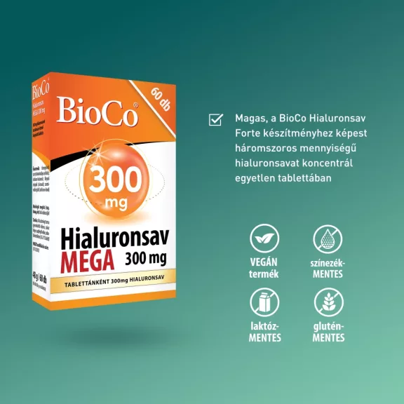 BioCo Hialuronsav 300 mg MEGA tabletta 60 db