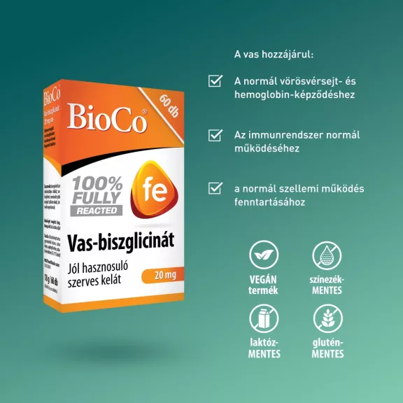 BioCo Vas-biszglicinát 20 mg tabletta 60 db BioCo Vas-biszglicinát 20 mg tabletta 60 db