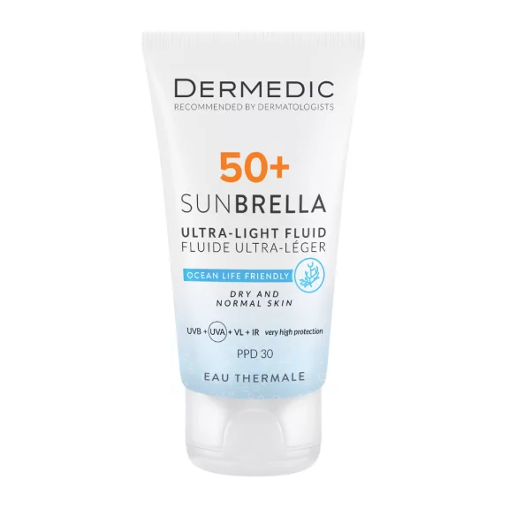 Dermedic Sunbrella Ultra-light Fényvédő FLUID SPF 50+ száraz és normál arcbőrre 40 ml Dermedic Sunbrella Ultra-light Fényvédő FLUID SPF 50+ száraz és normál arcbőrre 40 ml
