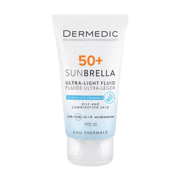 Dermedic Sunbrella Ultra-light fényvédő FLUID SPF 50+ zsíros és kombinált arcbőrre 40 ml Dermedic Sunbrella Ultra-light fényvédő FLUID SPF 50+ zsíros és kombinált arcbőrre 40 ml