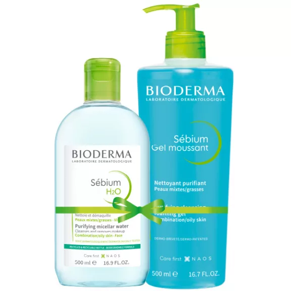 Bioderma Sébium H2O 500 ml + Sébium Gél Moussant 500 ml Bioderma Sébium H2O 500 ml + Sébium Gél Moussant 500 ml