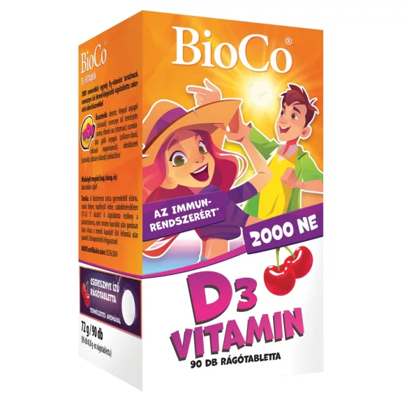 BioCo D3-Vitamin 2000NE Cseresznyés rágótabletta 90 db BioCo D3-Vitamin 2000NE Cseresznyés rágótabletta 90 db