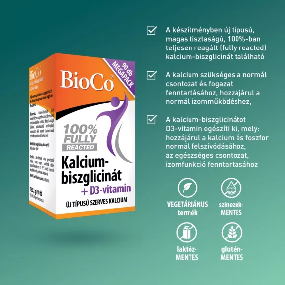 BioCo Kalcium-biszglicinát + D3-vitamin filmtabletta 90 db BioCo Kalcium-biszglicinát + D3-vitamin filmtabletta 90 db