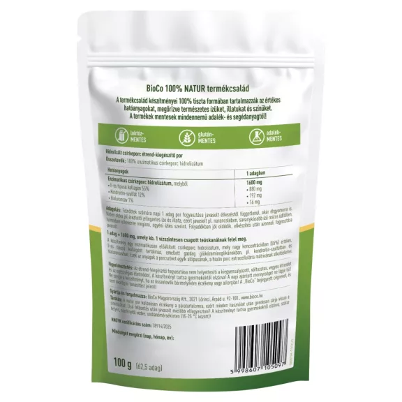 BioCo 100% NATUR Csirkeporc 2. típusú kollagén kondroitin+hialuronsav komplex 100 g BioCo 100% NATUR Csirkeporc 2. típusú kollagén kondroitin+hialuronsav komplex 100 g