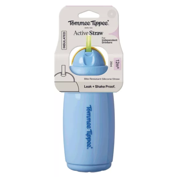 Tommee Tippee Active Straw szívószálas hőtartó pohár 266 ml 12 hó+ Tommee Tippee Active Straw szívószálas hőtartó pohár 266 ml 12 hó+