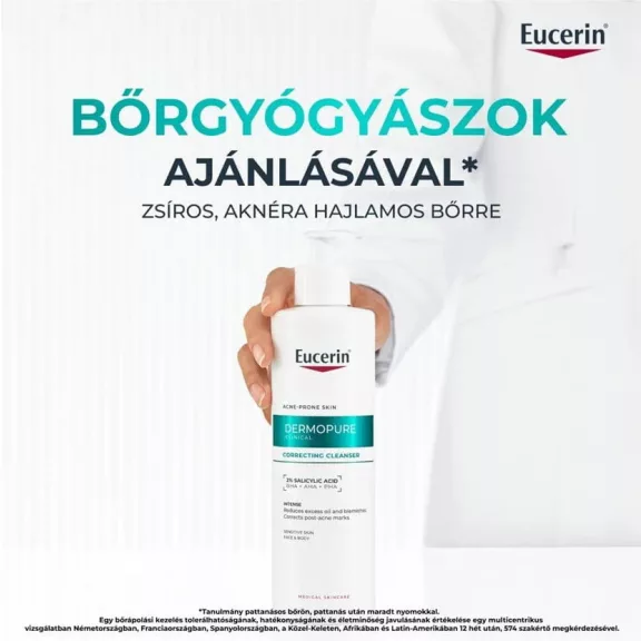 Eucerin Dermopure Clinical Correcting Cleanser Mélytisztító Gél Arcra és Testre 400 ml