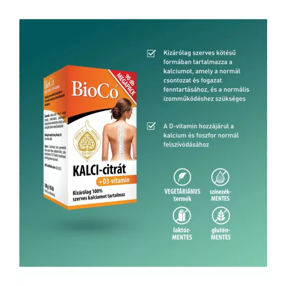 BioCo KALCI-citrát+D3-vitamin MEGAPACK filmtabletta 90 db BioCo KALCI-citrát+D3-vitamin MEGAPACK filmtabletta 90 db